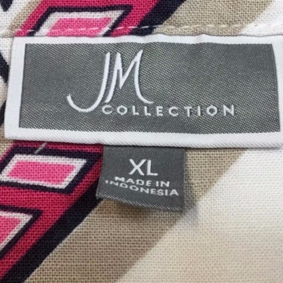 Linen Blend Floral Swirl Top Blouse JM Collection - Picture 5 of 8